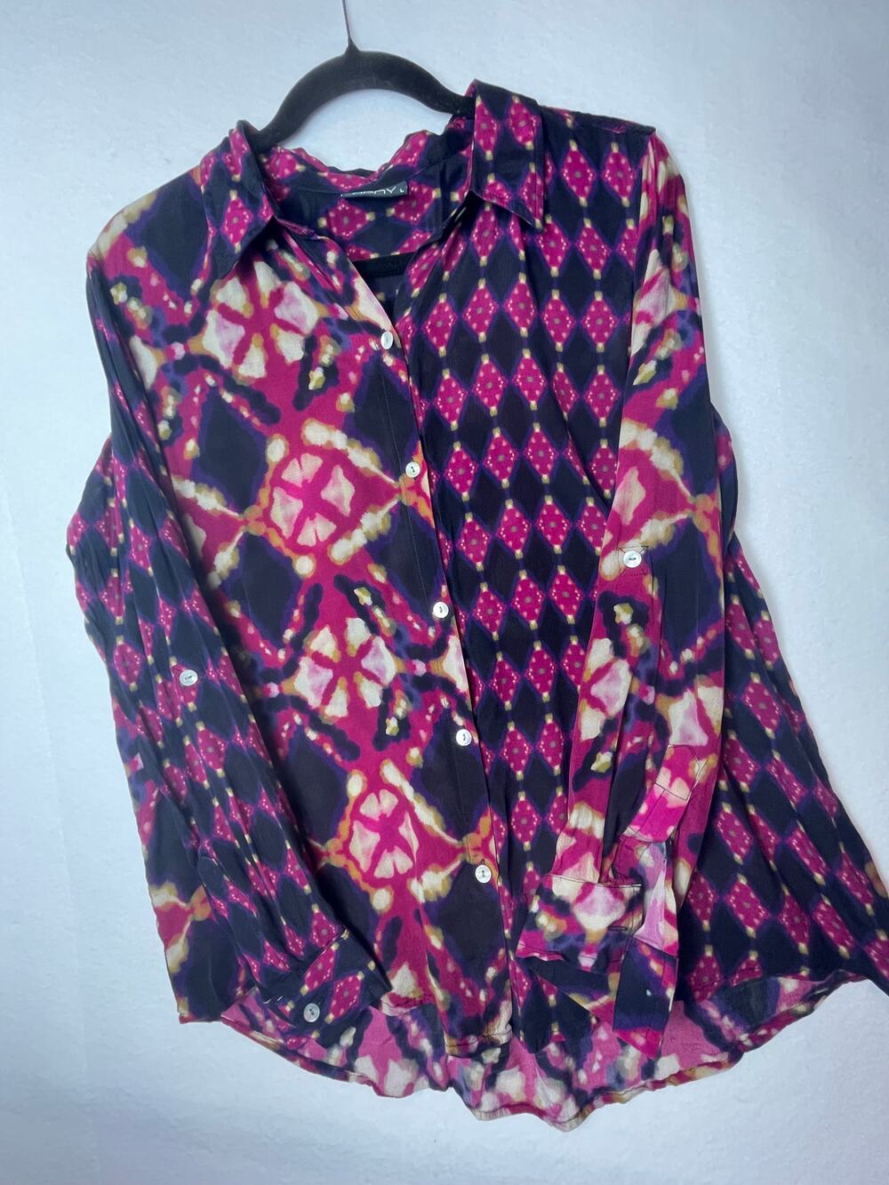 APNY Button-Up Artsy Blouse Size L